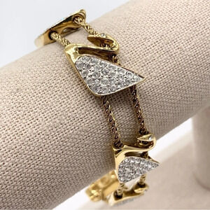 Swarovski Crystal Pave Swans Gold Bracelet